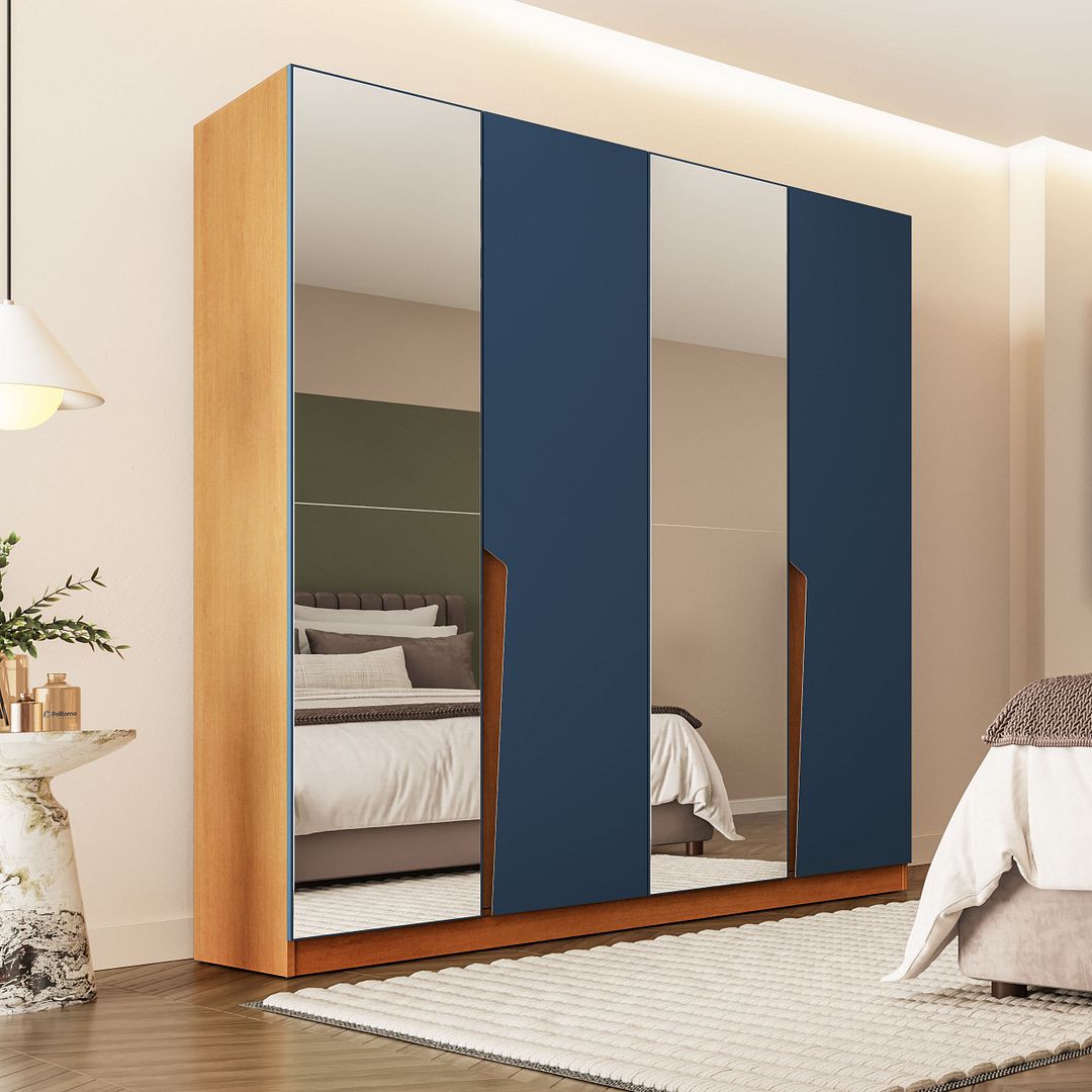 Guarda-Roupa 4 Portas 4 Gavetas Com Espelho 161cm Em Mdp/mdf Politorno