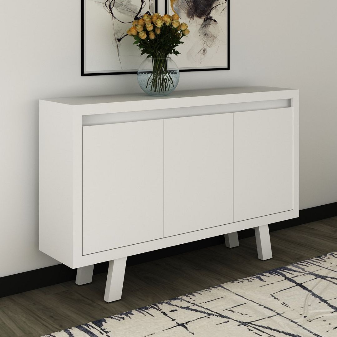 Balcão para Escritório 136cm com 3 portas e 1 Prateleira MDP Branco Tecnomobili