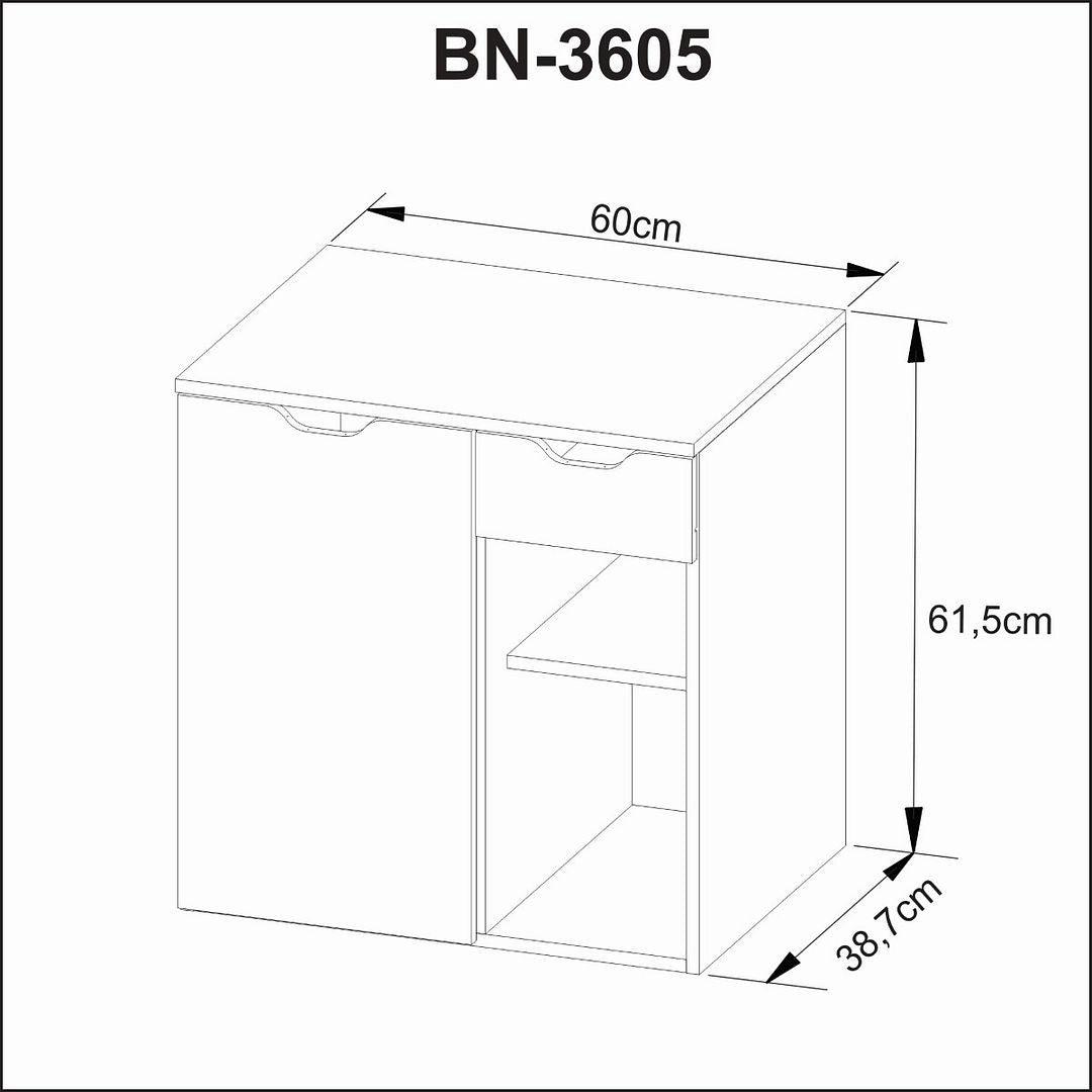 Balcão Gabinete para Banheiro Suspenso 60cm com 1 Gaveta MDP Branco Tecnomobili