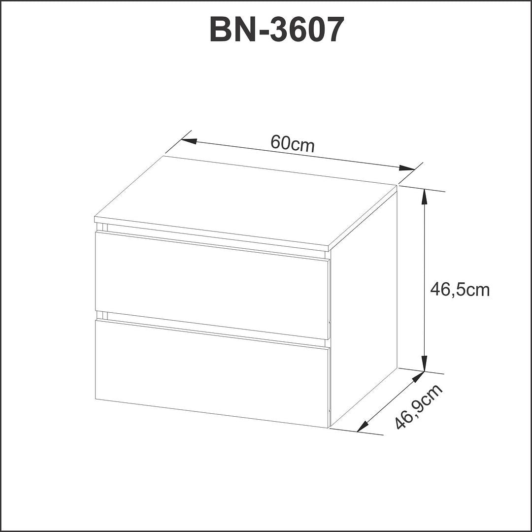 Balcão Gabinete para Banheiro Suspenso 60cm com 2 Gavetas MDP Branco Tecnomobili