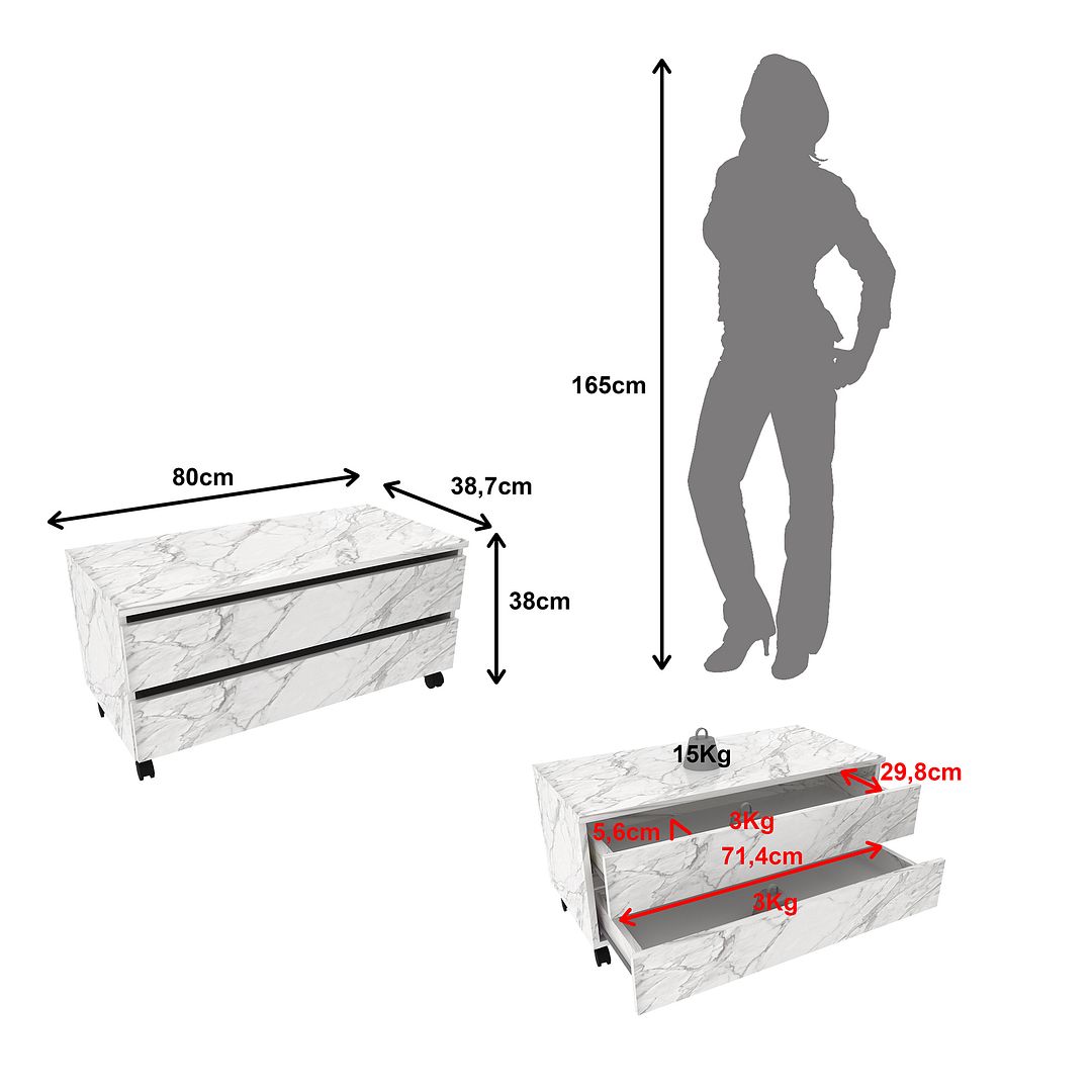 Conjunto de Banheiro com Balcão Gabinete com 2 Gavetas e Espelho Suspenso 60cm com 3 Prateleiras MDP Branco