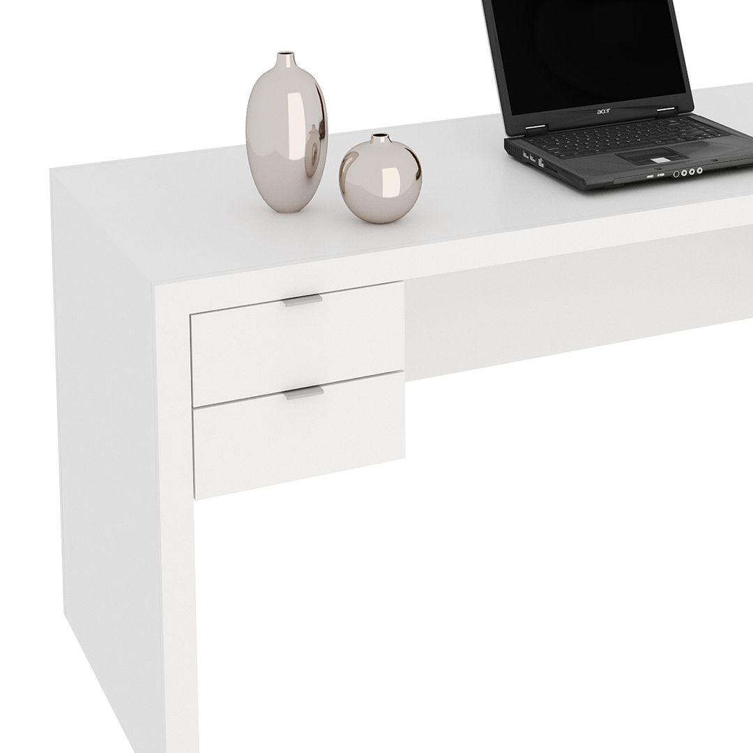 Mesa para Escritório 163cm com 2 gavetas MDP Branco Tecnomobili