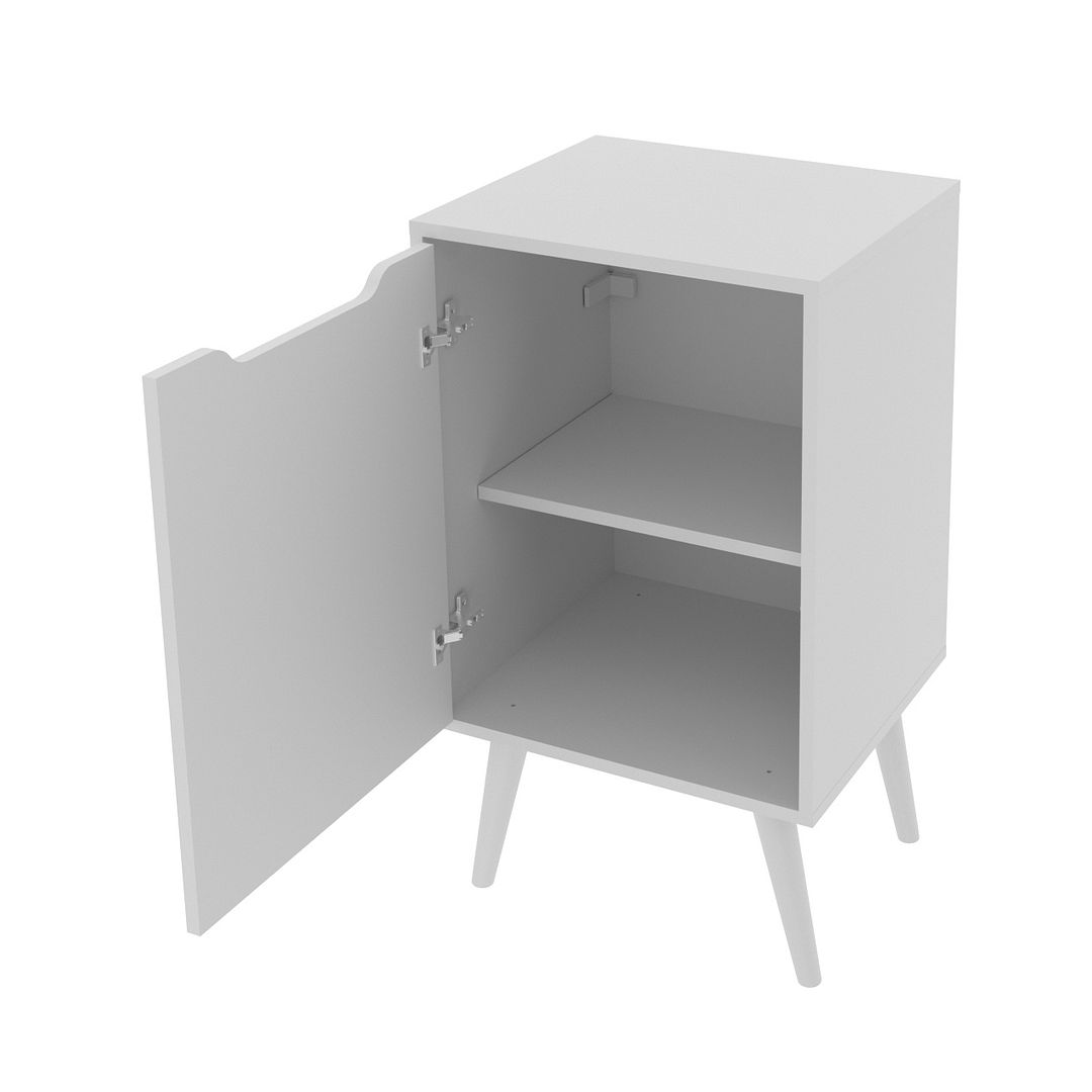 Balcão Gabinete para Banheiro 45cm com 1 Porta 1 Prateleira MDP Branco Pés Retrô Palito Tecnomobili