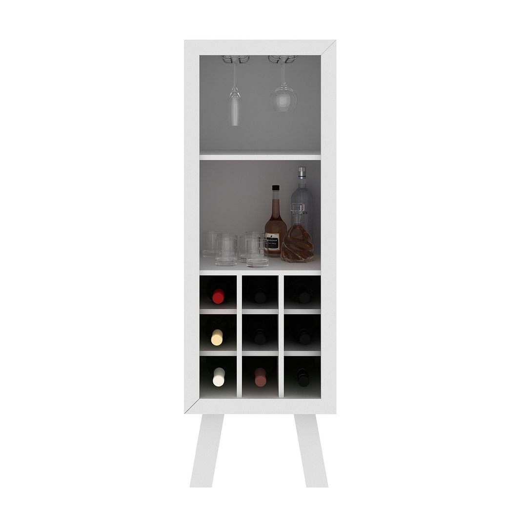 Adega Bar para 9 Garrafas MDP Branco com 2 Porta Taças Tecnomobili