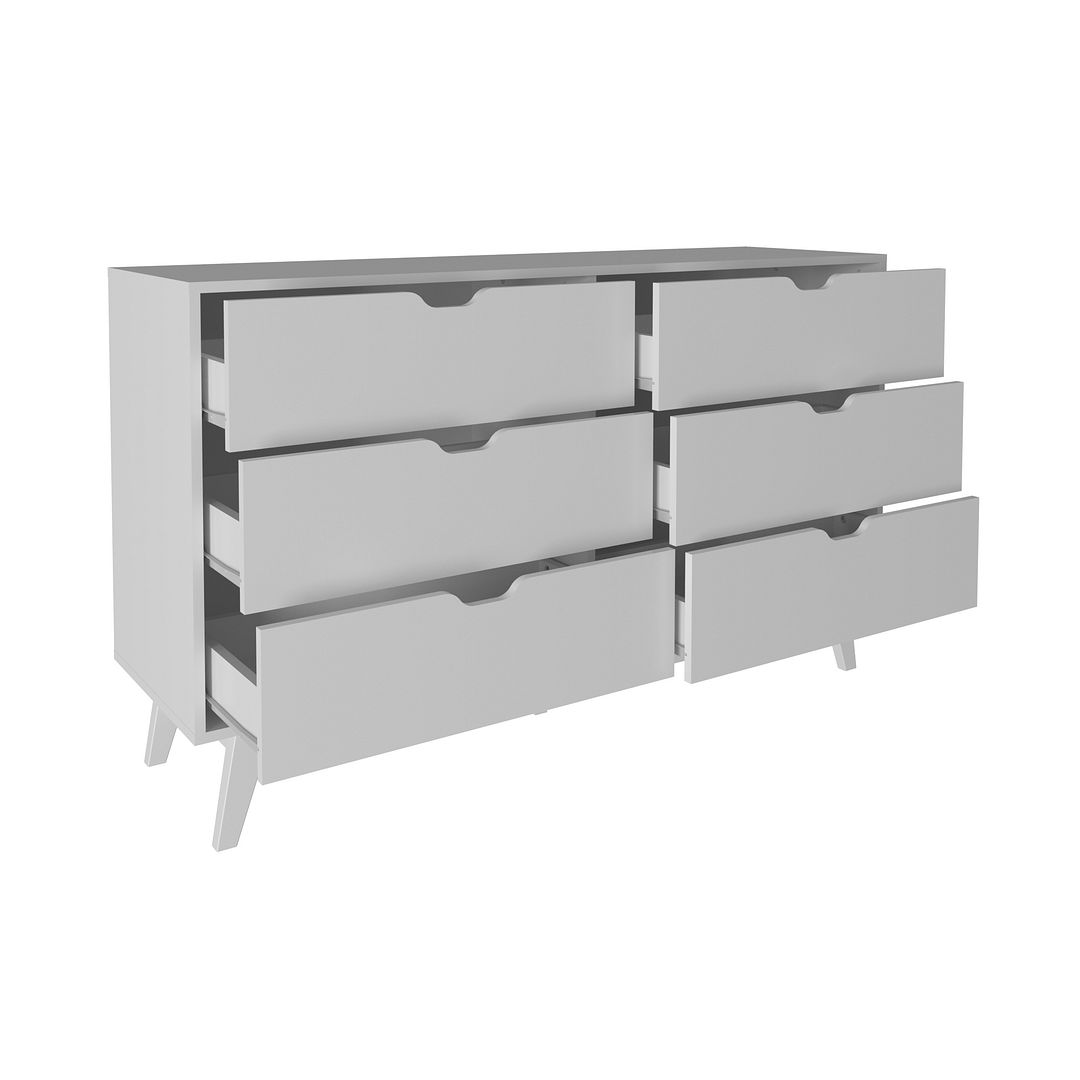 Cômoda Quarto com 6 Gavetas 136cm MDP Branco Tecnomobili