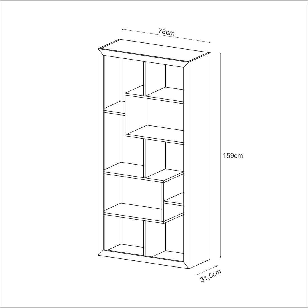 Estante Organizadora Livros para Sala com 8 Nichos/Prateleiras MDP Branco Tecnomobili