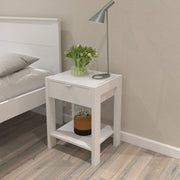 Mesa de Cabeçeira com 1 Gaveta e Tomada MDP Branco Tecnomobili