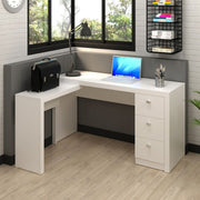 Mesa para Escritório com Apoio Lateral e 3 Gavetas MDP Branco Tecnomobili