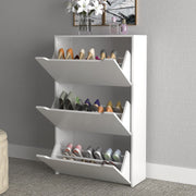 Sapateira Vertical Multiuso Organizadora com 3 Portas MDP Branco até 21 Pares Tecnomobili