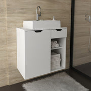 Balcão Gabinete para Banheiro Suspenso 60cm com 1 Gaveta MDP Branco Tecnomobili
