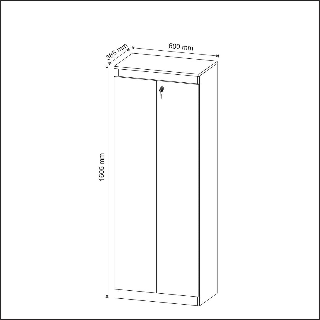Conjunto de Escritório com Gaveteiro, Balcão 60cm com 1 Prateleira e Armário 2 Portas e Chave MDP Amêndoa Tecnomobili