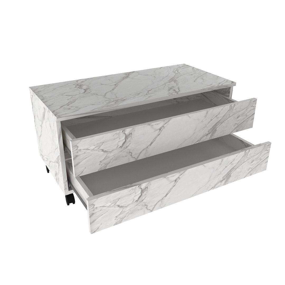 Conjunto de Banheiro com Balcão Gabinete com 2 Gavetas e Espelho Suspenso 60cm com 3 Prateleiras MDP Branco