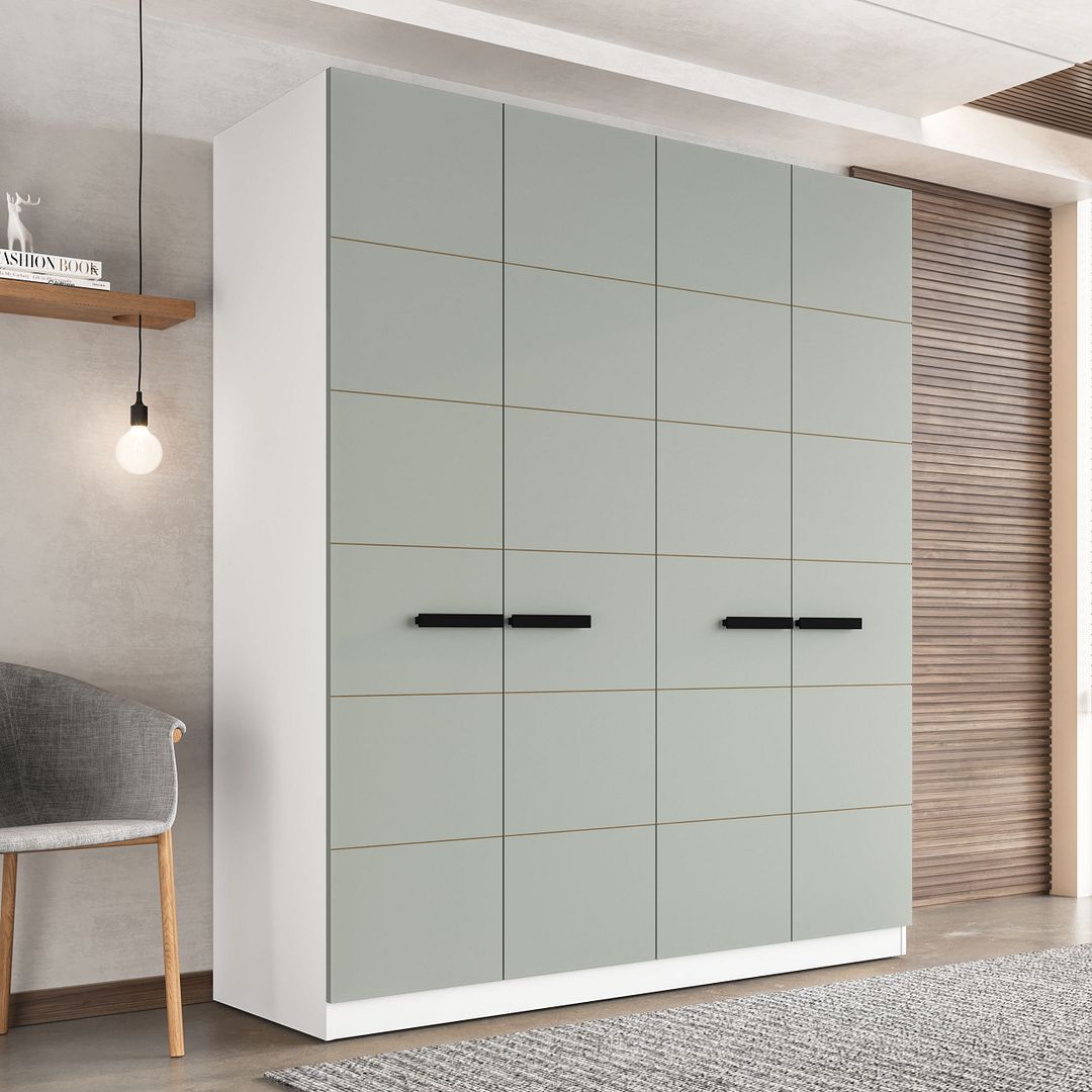 Guarda-Roupa 4 Portas 4 Gavetas 161cm Com Design Sofisticado E Acabamento Em Pintura Uv Em Mdp/mdf Politorno
