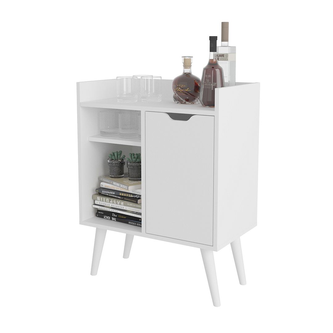 Aparador de Sala Bar/Café Multifuncional com 1 Porta MDP Branco Tecnomobili