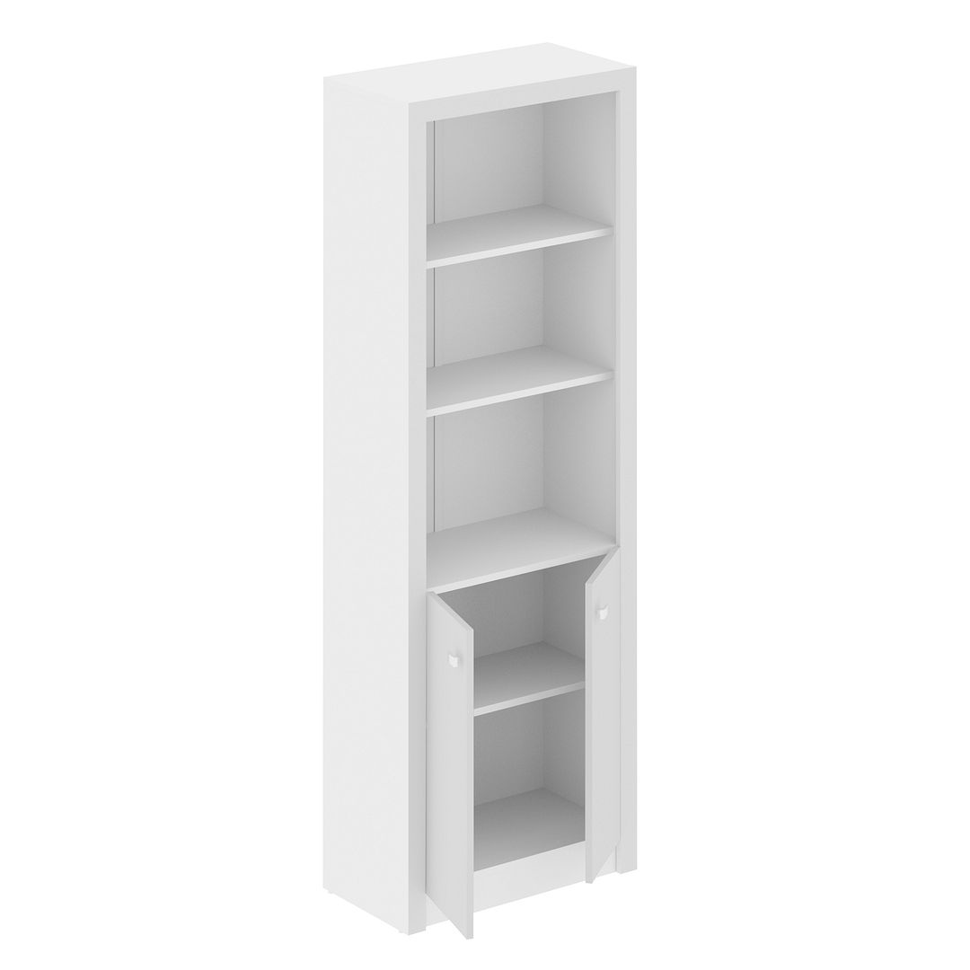 Armário para Escritório Alto com 2 Portas e 5 Prateleiras MDP Branco Tenomobili