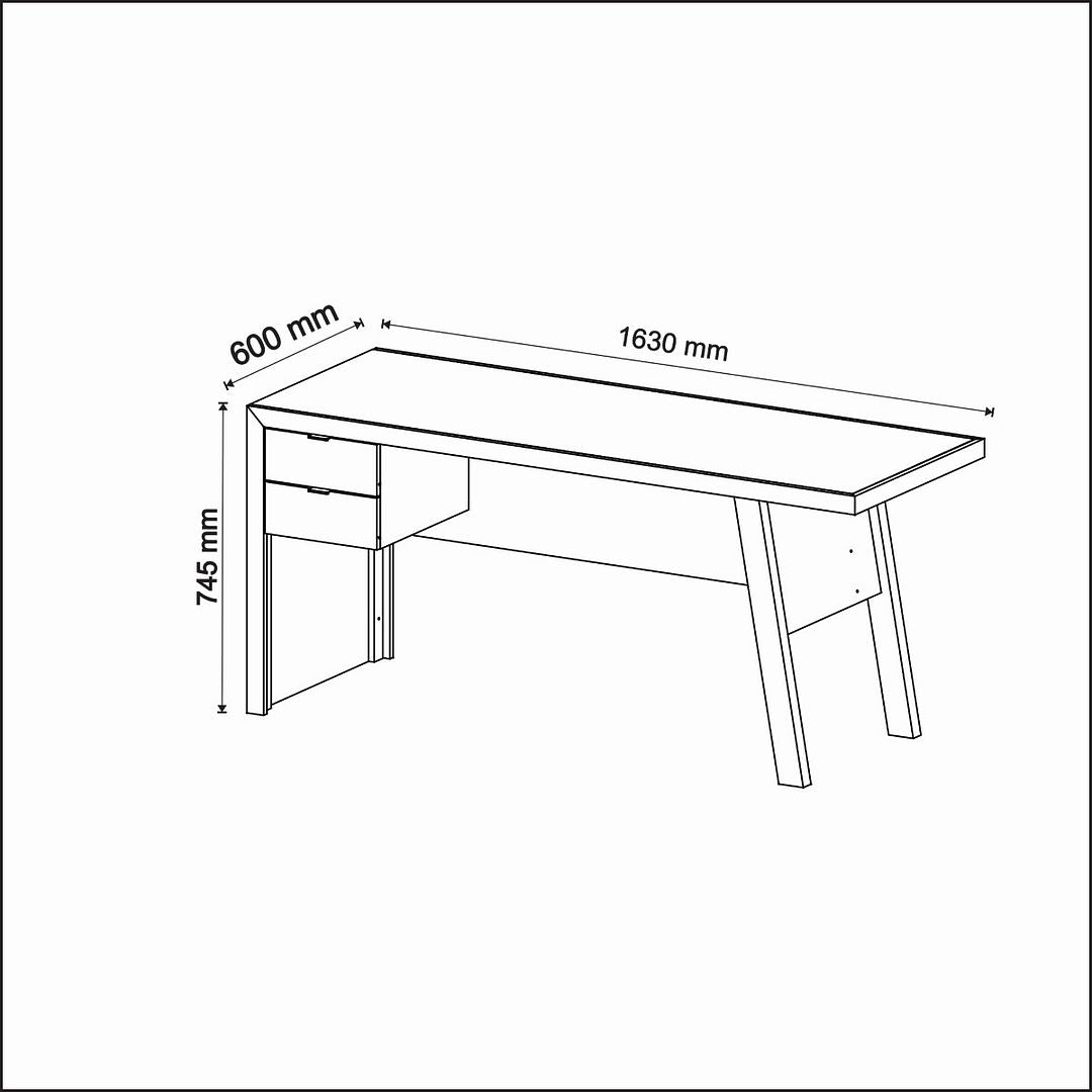Mesa para Escritório 163cm com 2 gavetas MDP Branco Tecnomobili