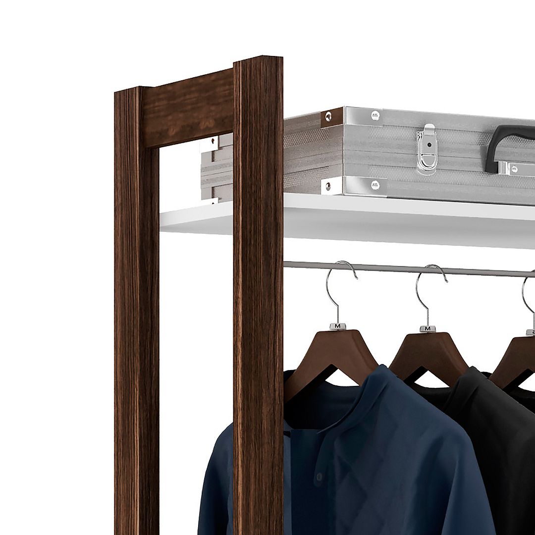 Armário Closet com 2 Gavetas Cabideiro e 1 Prateleira MDP Branco/Nogal Tecnomobili