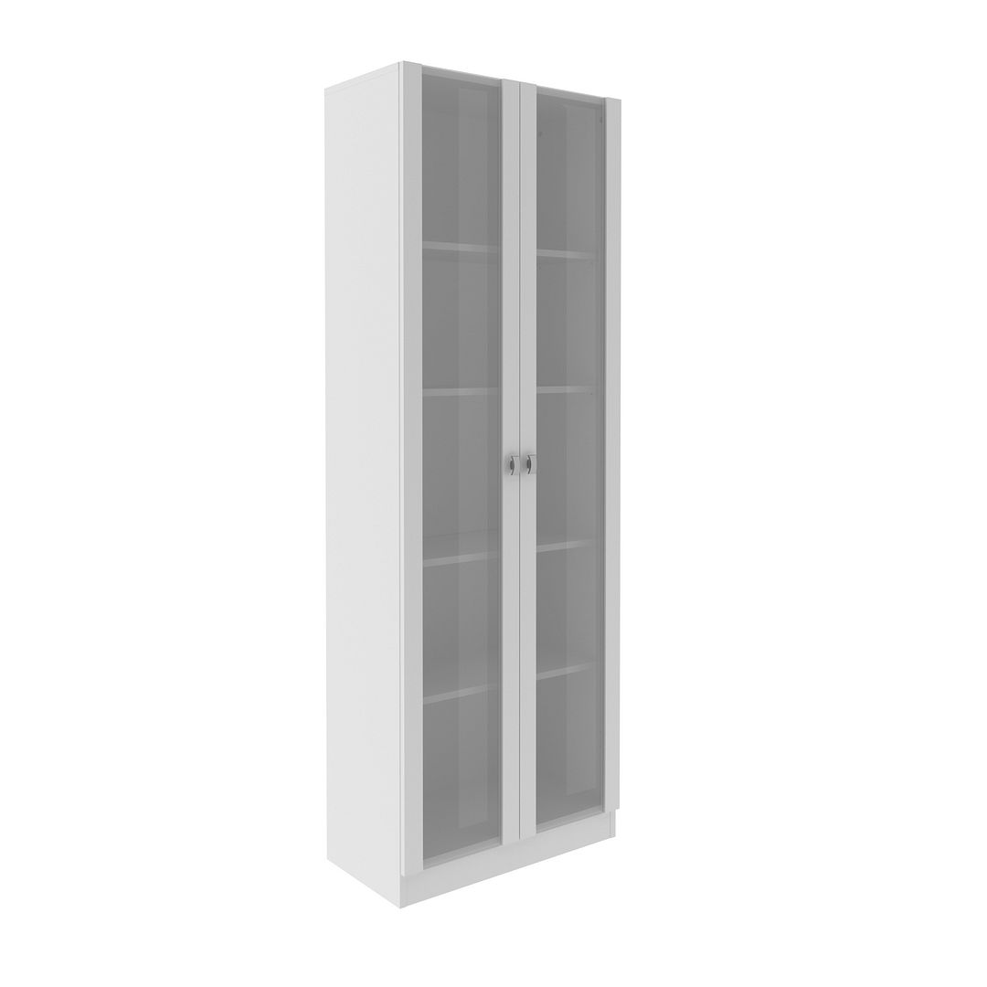 Armário para Escritório com 2 Portas de Vidro e 5 Prateleiras MDP Branco Tecnomobili