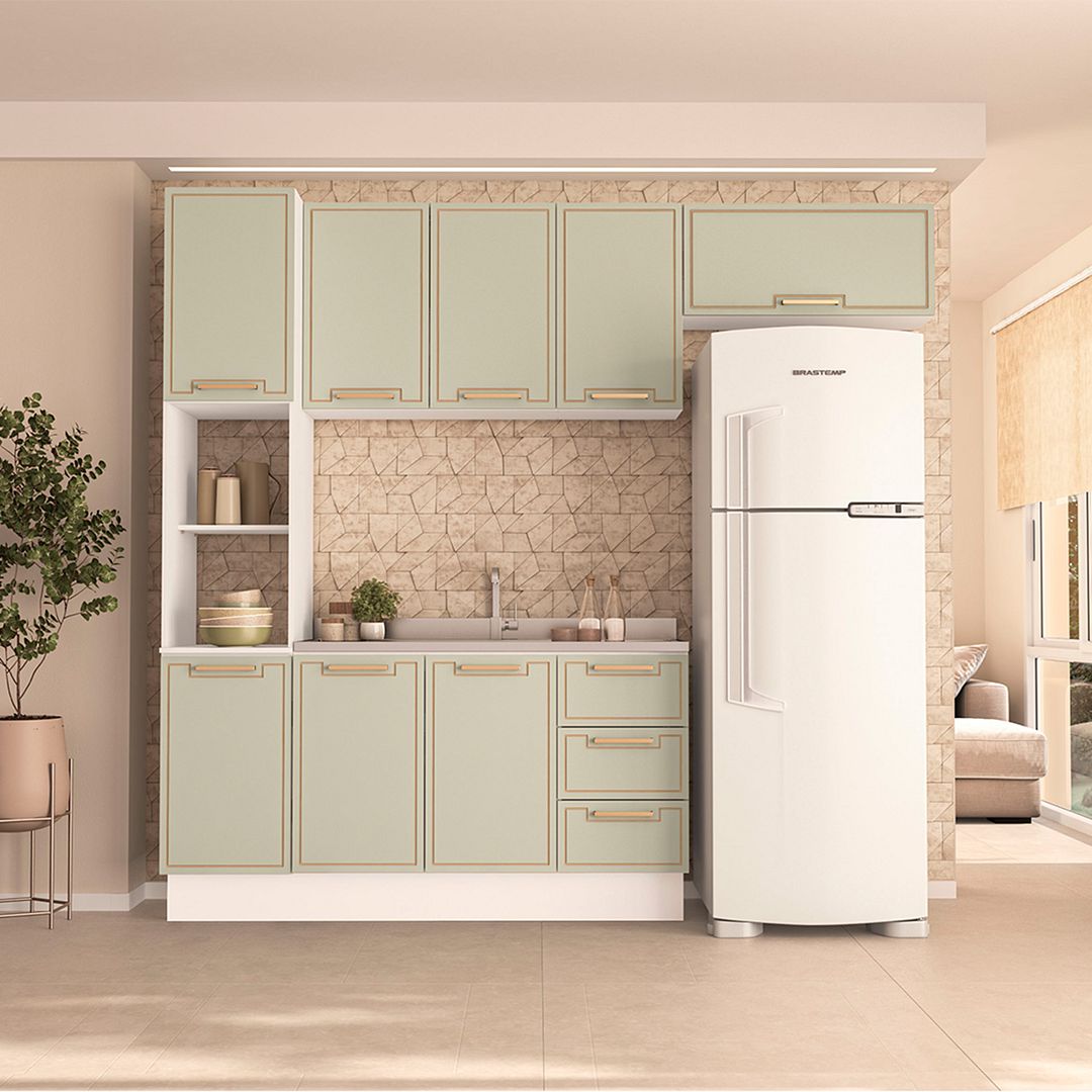 Cozinha Completa 4 Peças 225x240cm Com Paneleiro E Organização Em Mdp/mdf Politorno