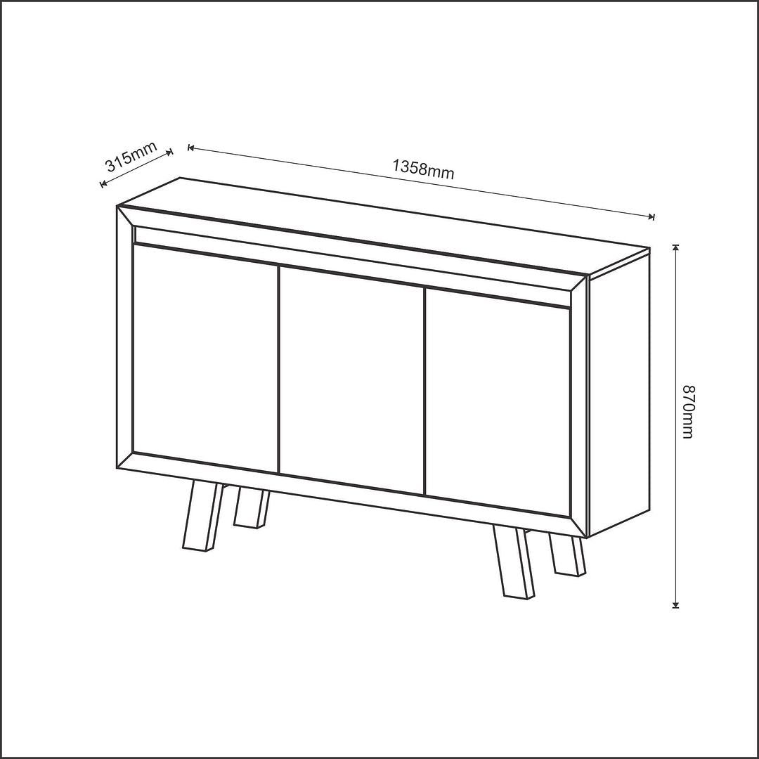 Conjunto de Escritório com Balcão 3 portas e Mesa 138,5cm Formato em L com 2 Gavetas MDP Branco Tecnomobili