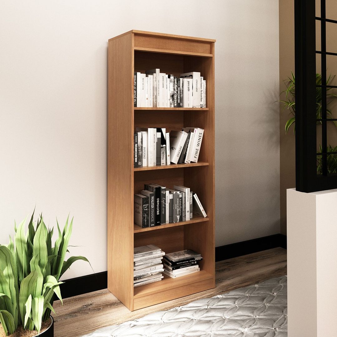 Conjunto de Escritório com Balcão 60cm, Armário 2 Portas e Chave e Escrivaninha com Gaveta MDP Amêndoa Tecnomobili
