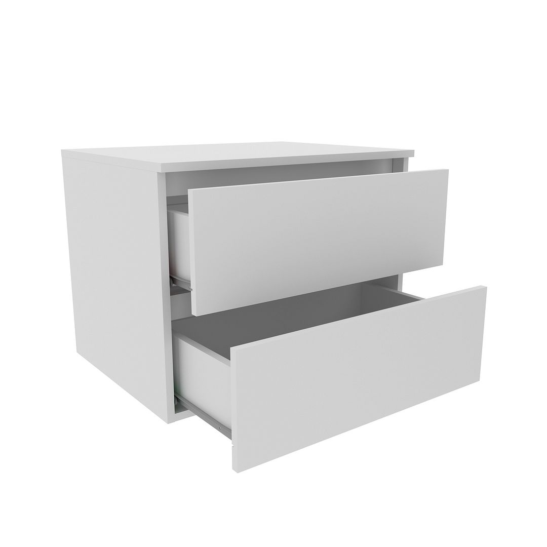 Balcão Gabinete para Banheiro Suspenso 60cm com 2 Gavetas MDP Branco Tecnomobili