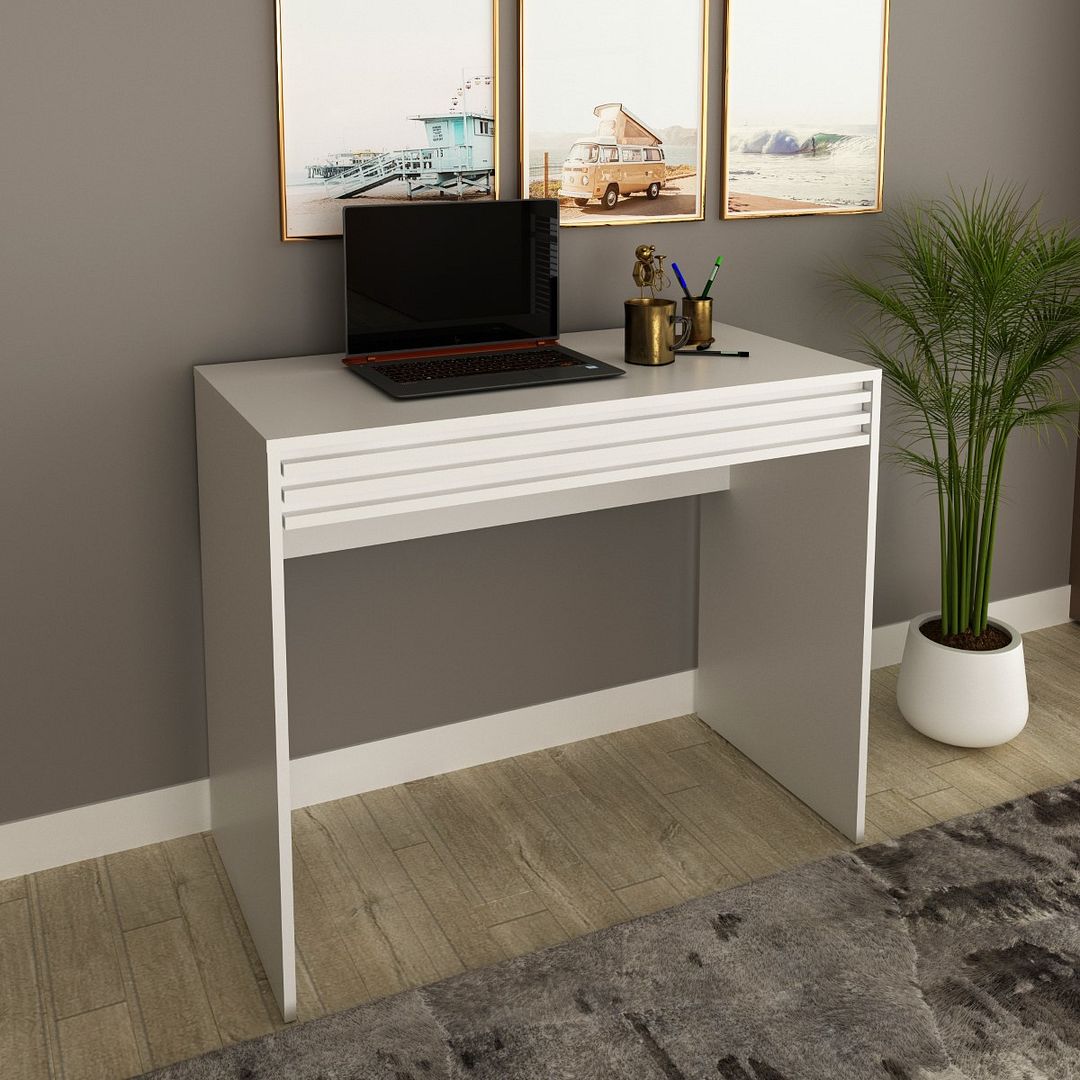 Escrivaninha 90cm com Gaveta MDP Branco Tecnomobili