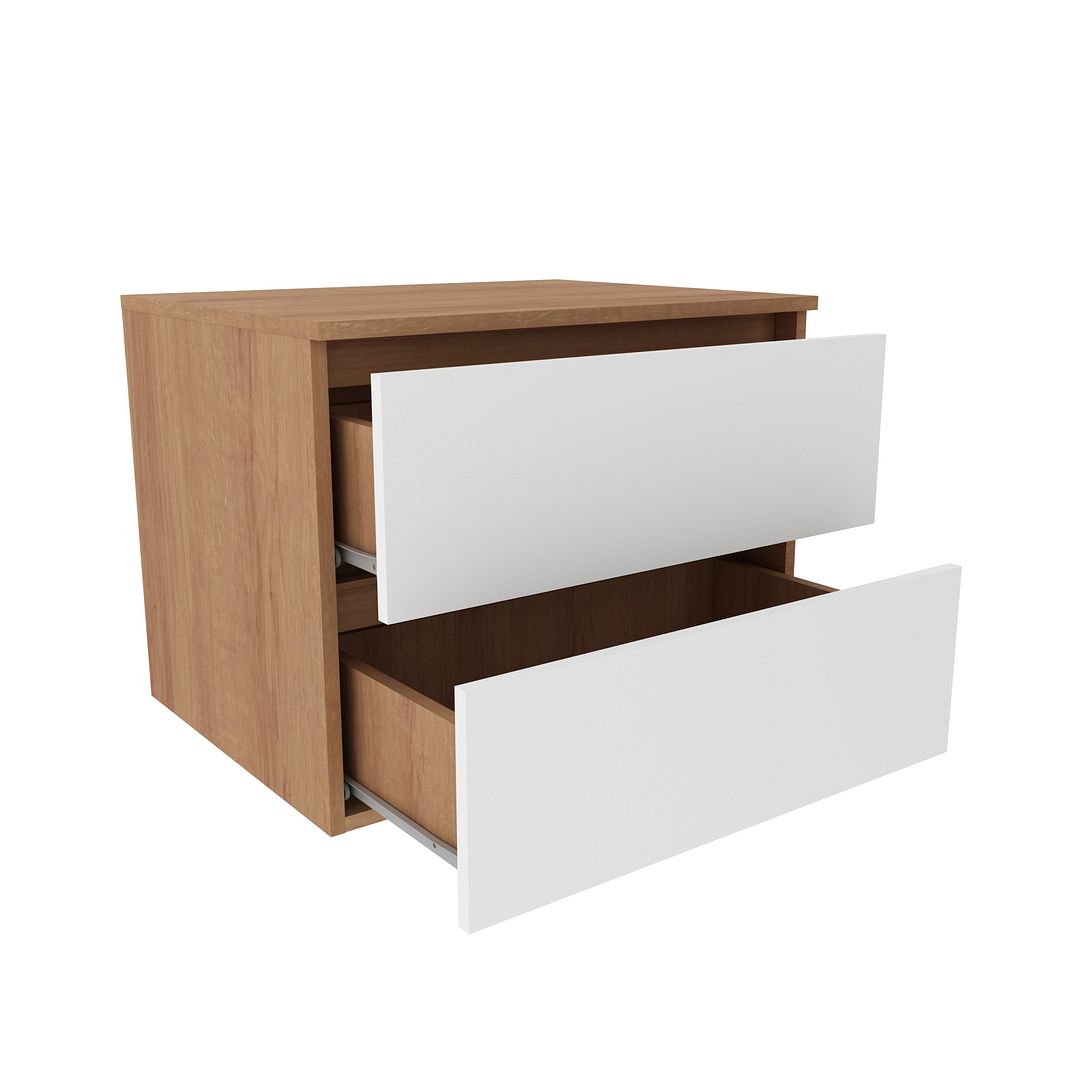 Conjunto de Banheiro com Balcão Gabinete Suspenso e Espelho Suspenso 60cm com 2 Prateleiras  MDP Tecnomobili