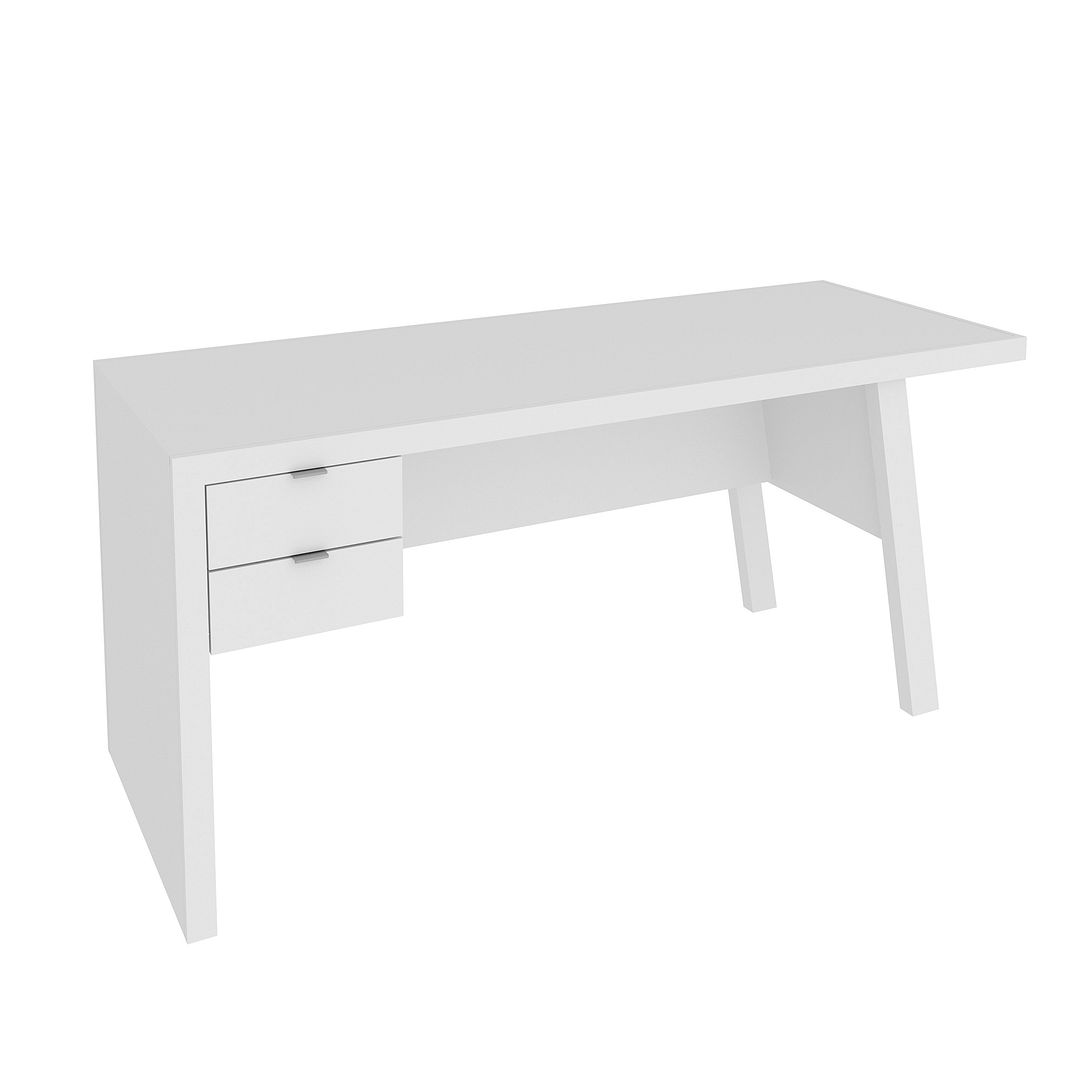 Mesa para Escritório 163cm com 2 gavetas MDP Branco Tecnomobili