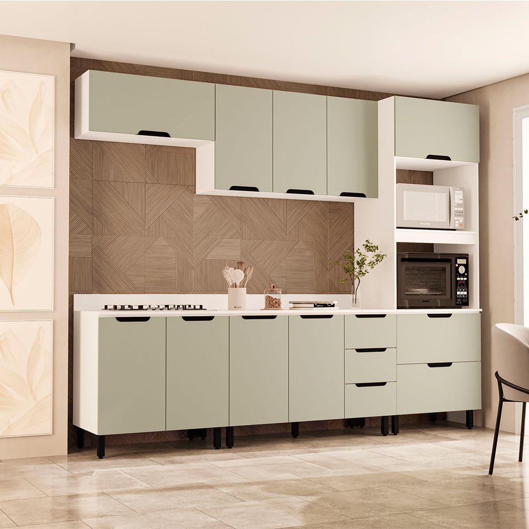 Cozinha Completa 5 Peças 225x270cm Com Amplo Espaço E Pintura Uv Em Mdp/mdf Politorno