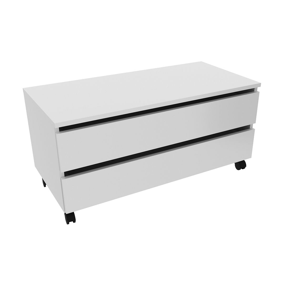 Balcão Gabinete para Banheiro com 2 Gavetas MDP Branco Pés em Rodízio Tecnomobili