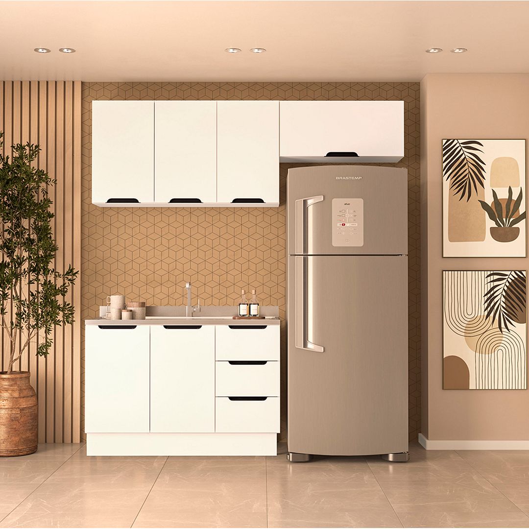 Cozinha Completa 3 Peças 225x200cm Com Design Compacto E Pintura Uv Em Mdp/mdf Politorno
