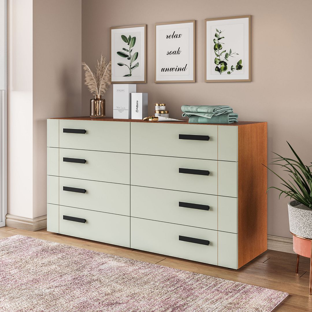Cômoda 8 Gavetas 150cm Com Design Sofisticado E Acabamento Em Pintura Uv Em Mdp/mdf Politorno