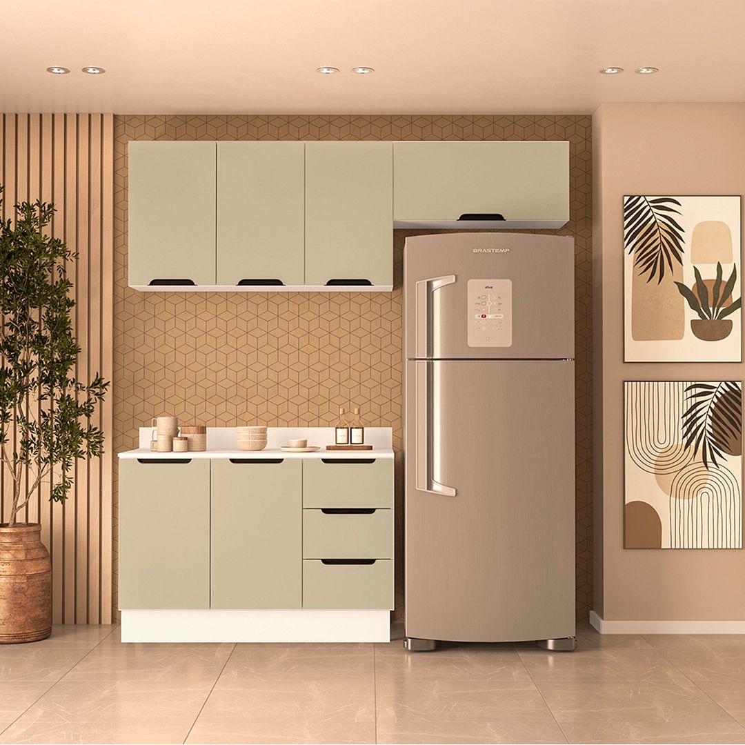 Cozinha Completa 3 Peças 225x200cm Com Design Compacto E Pintura Uv Em Mdp/mdf Politorno