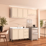 Cozinha Completa 3 Peças 225x200cm Com Corrediça Telescópica Em Mdp/mdf Politorno