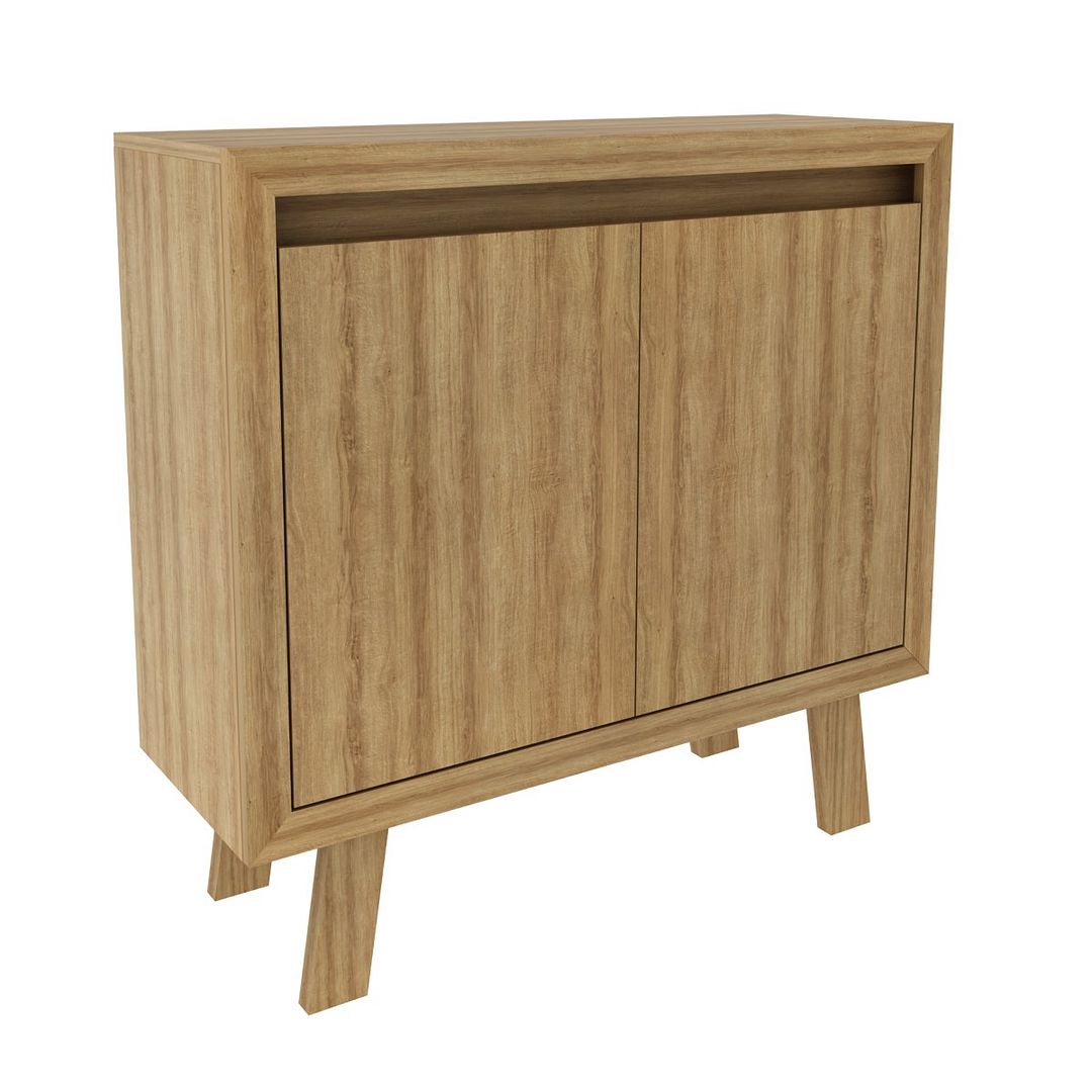 Balcão para Escritório 90cm com 2 Portas e 1 Prateleira MDP Amêndoa Tecnomobili