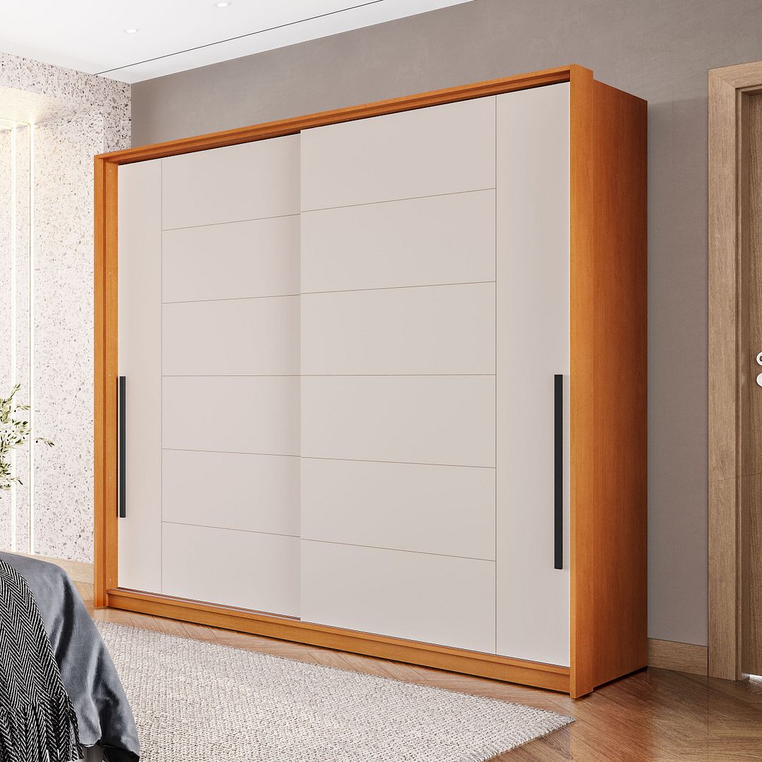 Guarda-Roupa 2 Portas De Correr 2 Gavetas 180cm Com Corrediça Telescópica Em Mdp/mdf Politorno