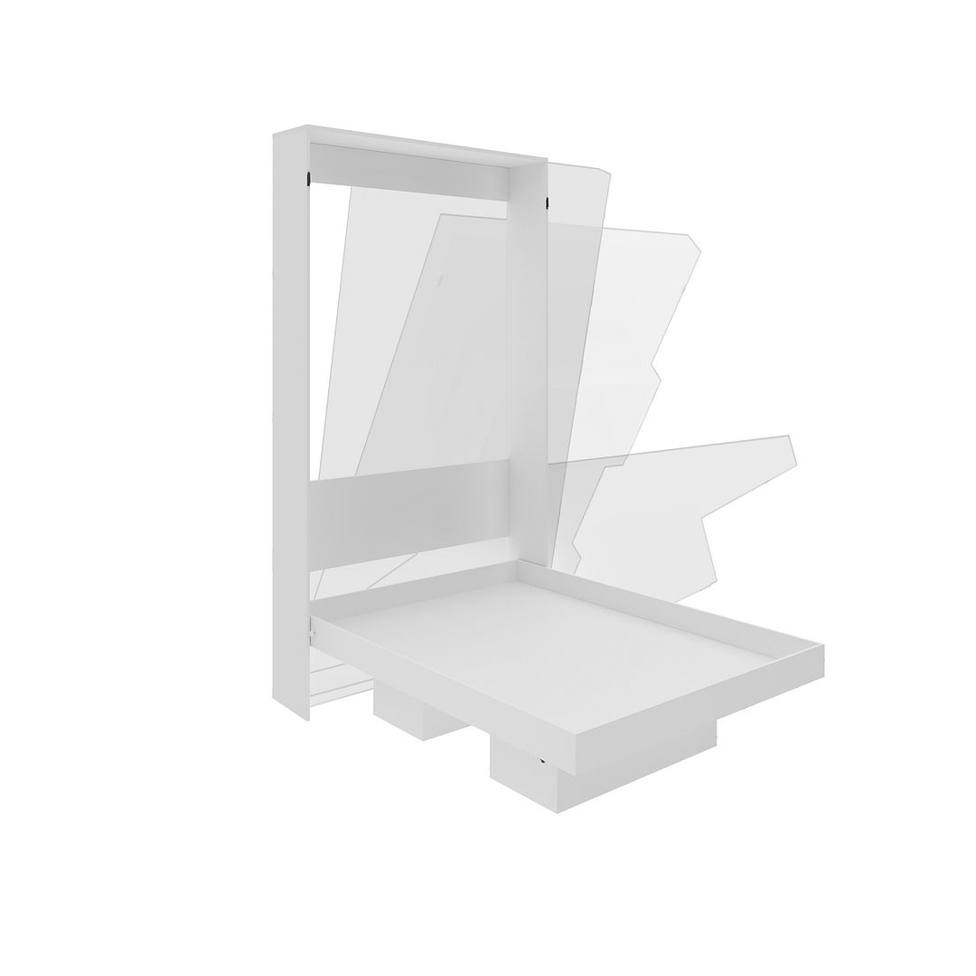 Cama Articulada Vertical Solteiro de Parede com 2 Nichos MDP em 2 Branco Até 110kg Tecnomobili