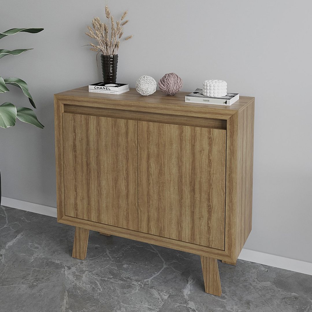 Balcão para Escritório 90cm com 2 Portas e 1 Prateleira MDP Amêndoa Tecnomobili