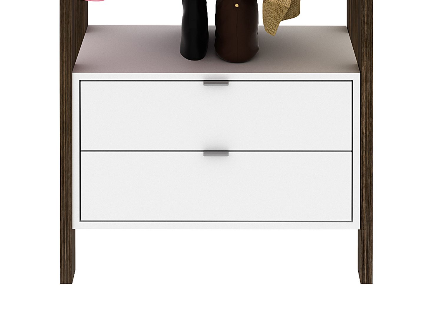 Armário Closet com 2 Gavetas Cabideiro e 1 Prateleira MDP Branco/Nogal Tecnomobili