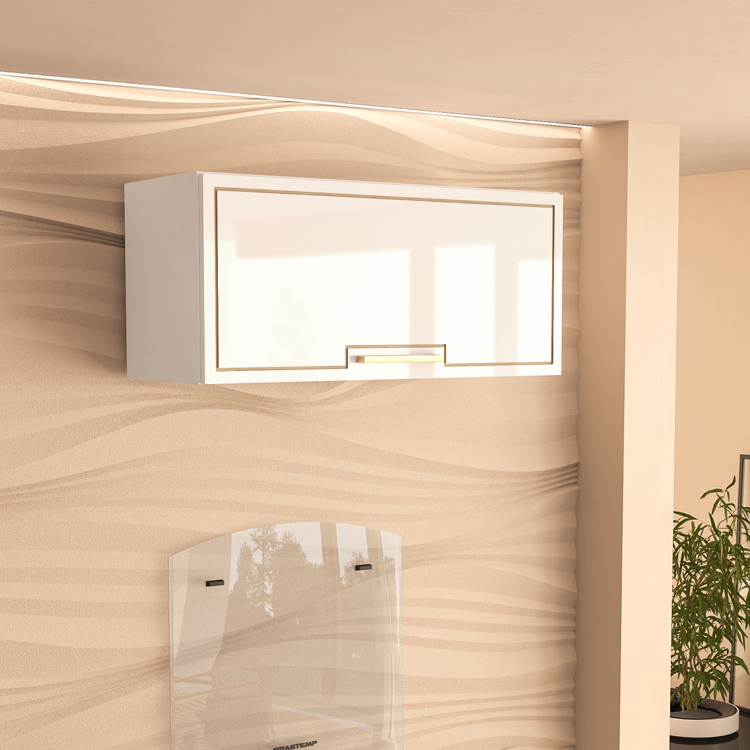 Armário Aéreo Basculante 80cm Para Geladeira Com Acabamento Usinado Em Mdp/mdf Politorno