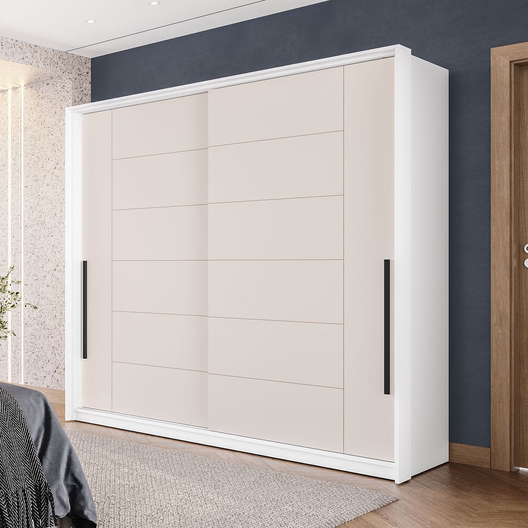 Guarda-Roupa 2 Portas De Correr 2 Gavetas 180cm Com Corrediça Telescópica Em Mdp/mdf Politorno