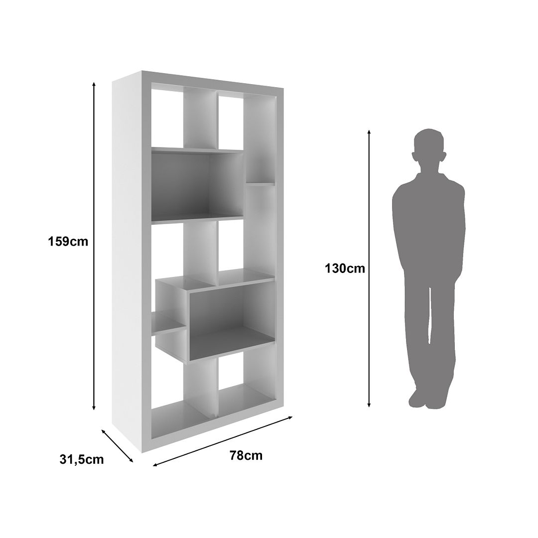 Estante Organizadora Livros para Sala com 8 Nichos/Prateleiras MDP Branco Tecnomobili