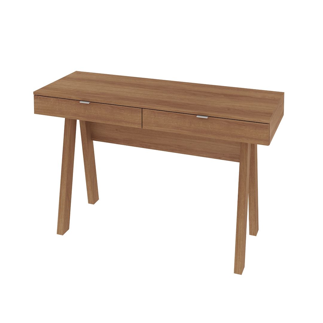 Conjunto de Escritório com Balcão 60cm e Escrivaninha Cavalete 120cm com 2 Gavetas MDP Amêndoa Tecnomobili