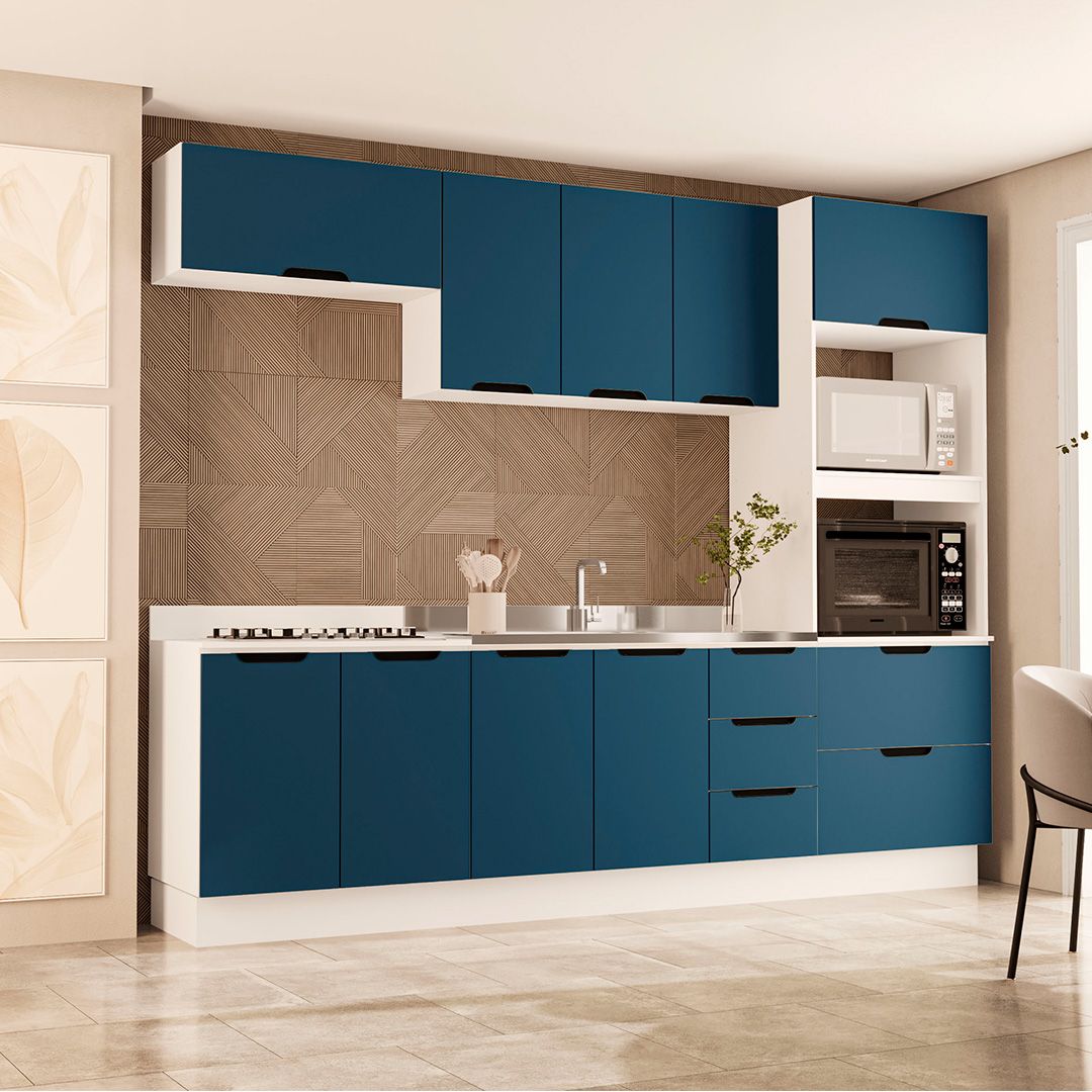 Cozinha Completa 5 Peças 225x270cm Com Amplo Espaço E Pintura Uv Em Mdp/mdf Politorno