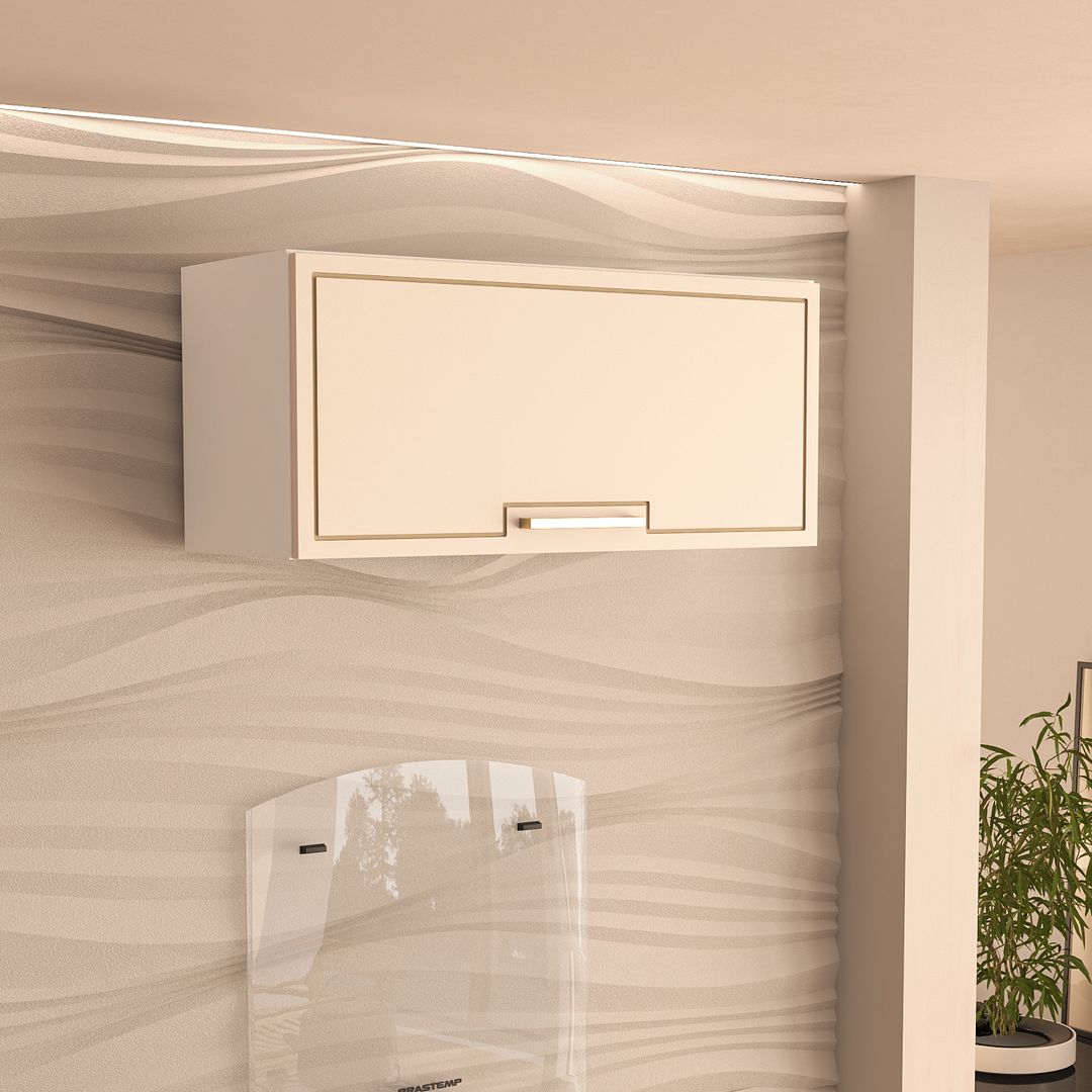 Armário Aéreo Basculante 80cm Para Geladeira Com Acabamento Usinado Em Mdp/mdf Politorno