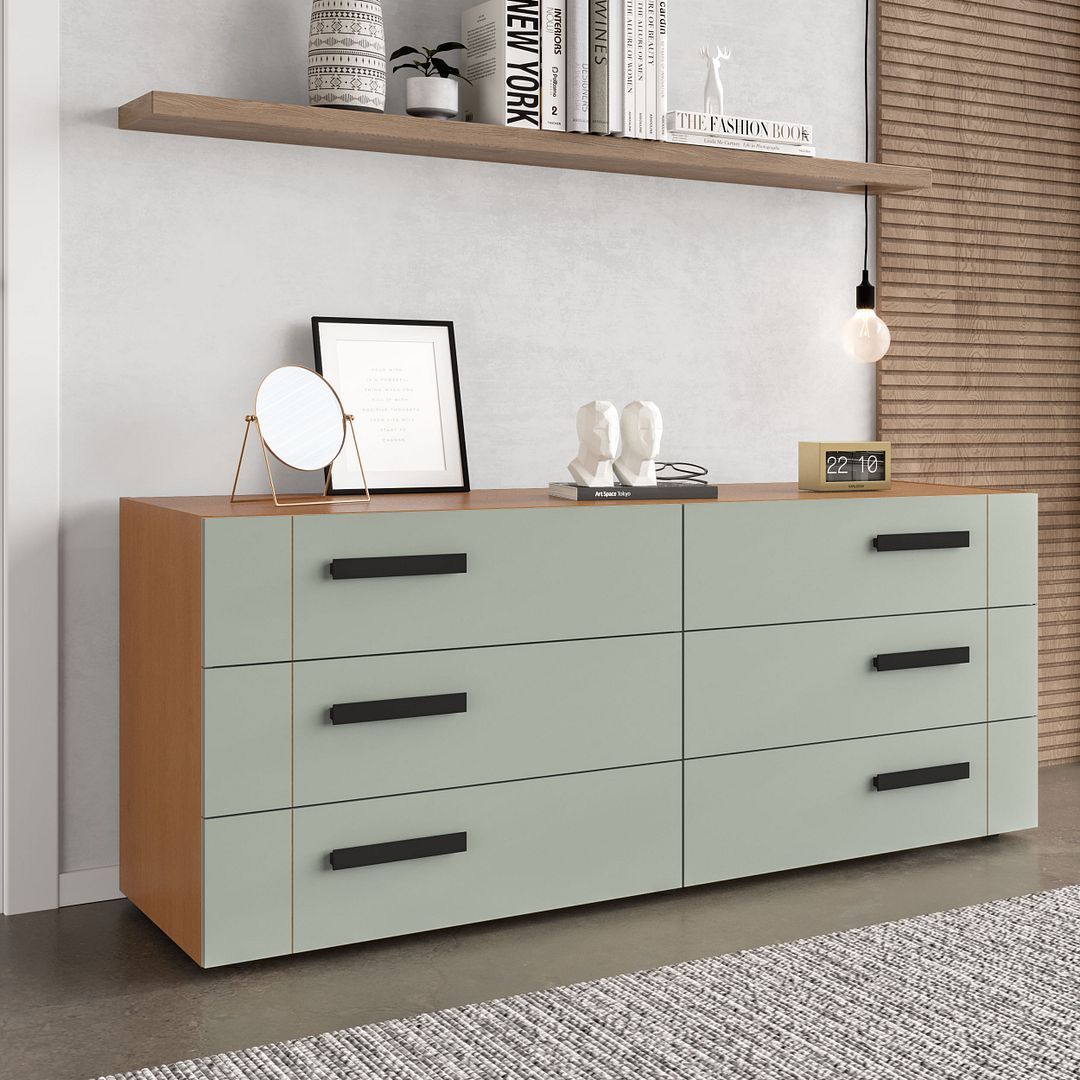 Cômoda 6 Gavetas 150cm Com Design Elegante E Acabamento Em Pintura Uv Em Mdp/mdf Politorno