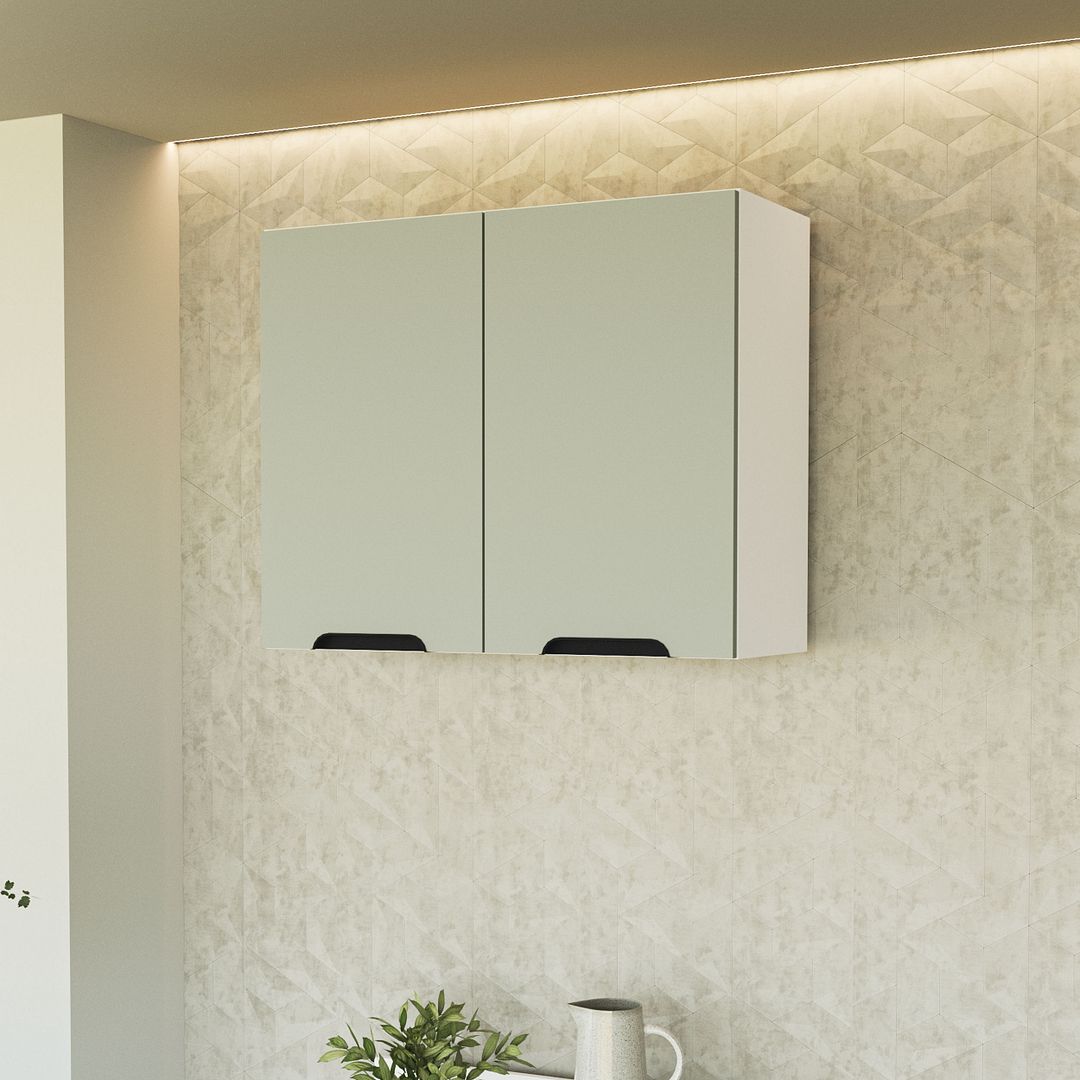 Armário Aéreo 2 Portas 80cm Com Acabamento Ff E Pintura Uv Em Mdp Politorno