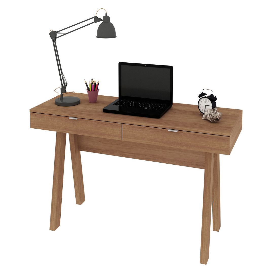 Conjunto de Escritório com Armário 2 Portas e Escrivaninha Cavalete 120cm com 2 Gavetas MDP Amêndoa Tecnomobili