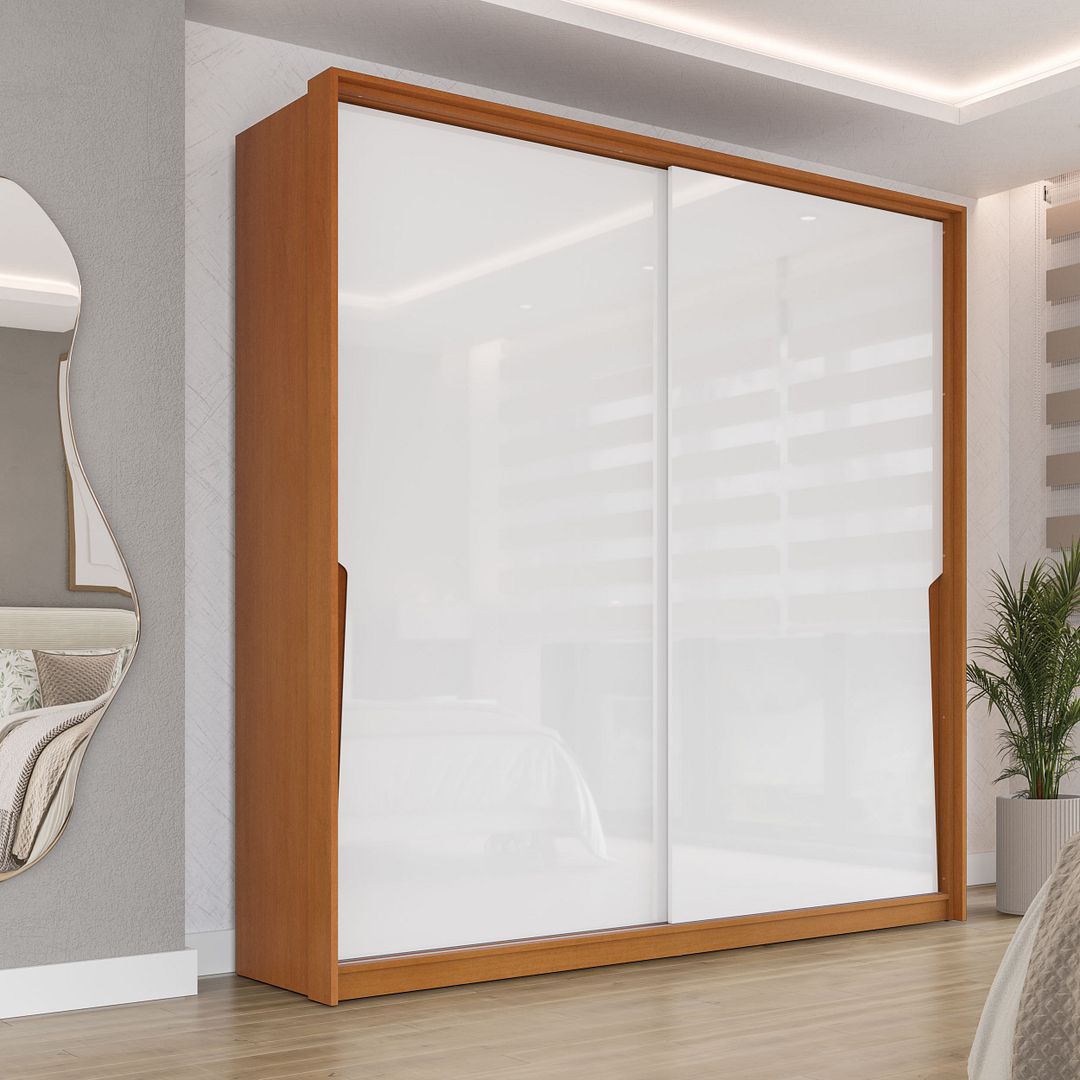 Guarda-Roupa 2 Portas De Correr 2 Gavetas 180cm Com Corrediça Telescópica Em Mdp/mdf Politorno